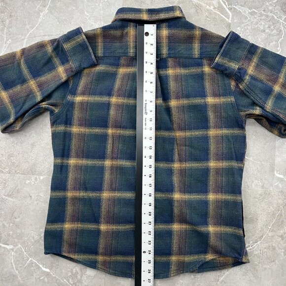 Orvis Shirt Mens Medium Blue Green Plaid Flannel Heavyweight Button Up Pockets - Picture 8 of 9